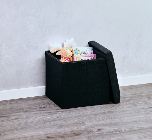 Taburet cu depozitare, imitatie de in, 38 x 38 cm