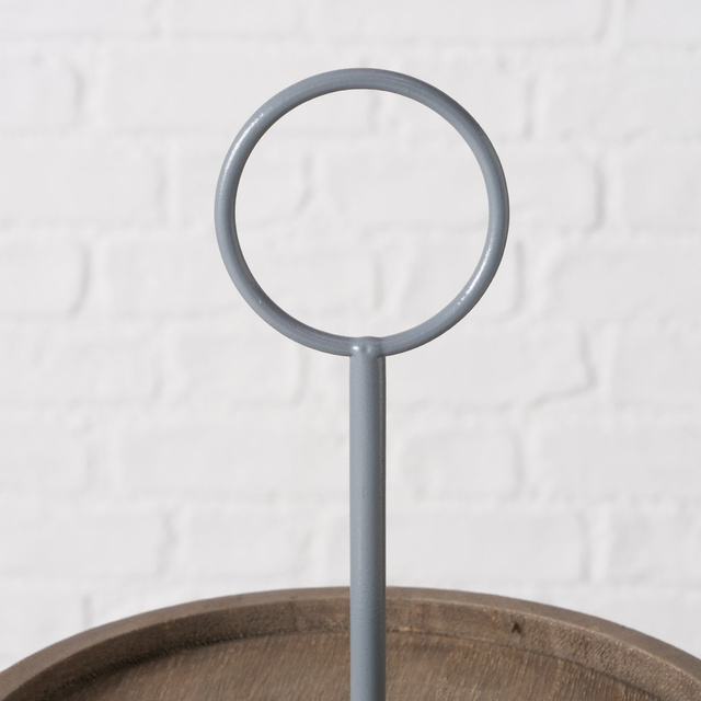 Platou decorativ din lemn Samina, doua nivele, inaltime 35 cm