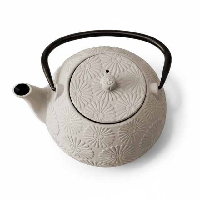 Căldare din fontă cu cești și suport KOGA, 1200 ml, albă