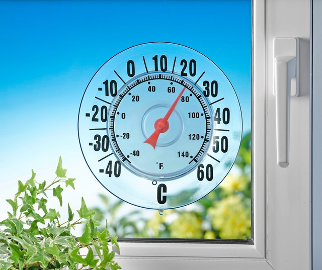 Termometru pentru geam, montaj fara gaurire, Ø 18 cm