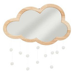 Oglindă cu nori și pompoane, 40 x 36 cm