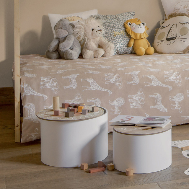 Set masute pentru copii, 2 buc, alb, Ø 35 cm