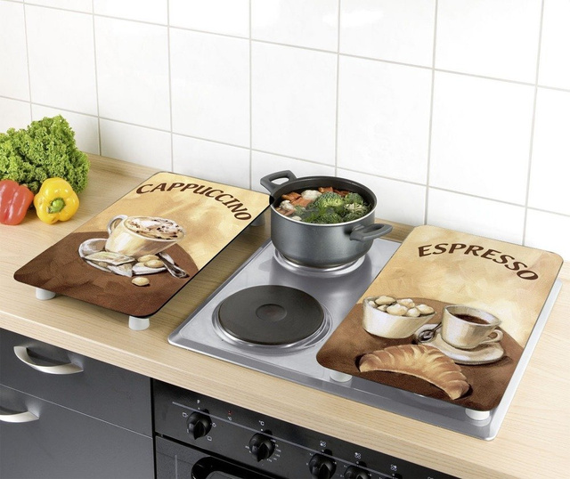 Plăci de protecție din sticlă COFFEE pentru aragaz – 2 bucăți, WENKO, cafea