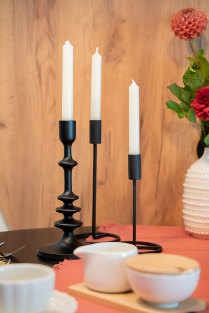 Sfeșnice metalice Fio, set 3 bucati, negru