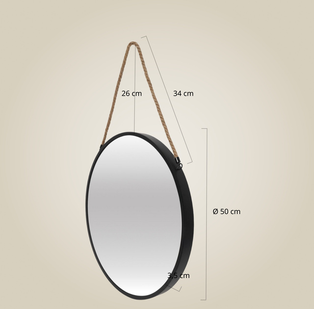 Oglindă rotundă TINDRA, Ø 50 cm