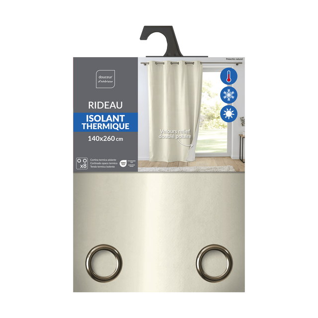 Cortină din velur termoizolant cu inele 140 x 260 cm