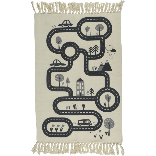 Covor rutier cu franjuri, 80 x 120 cm