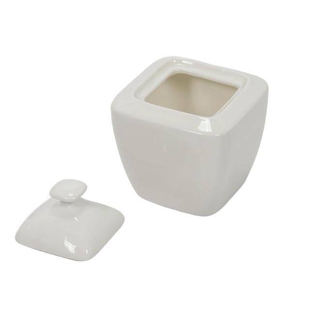 Zaharnita din portelan cu capac, 320 ml, alb