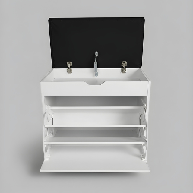 Dulap pentru pantofi cu loc de șezut și rafturi retractabile VAULT, 57 x 30 x 53 cm