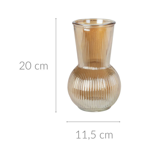 Vază din sticlă striată, 20 cm