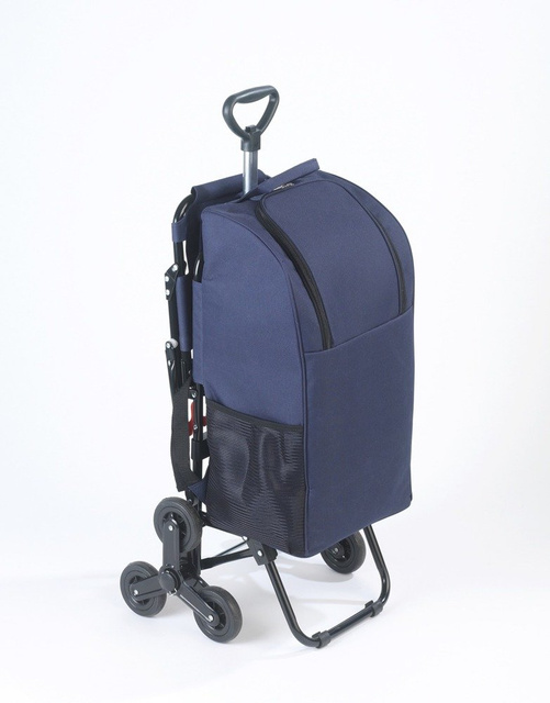 Cărucior de cumpărături cu mâner telescopic și scaun rabatabil, geantă spațioasă pe cadru cu roți triple - 35 l