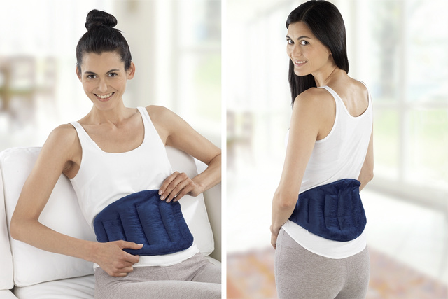 Sticla cu apa calda pentru burta, spate, cu curea