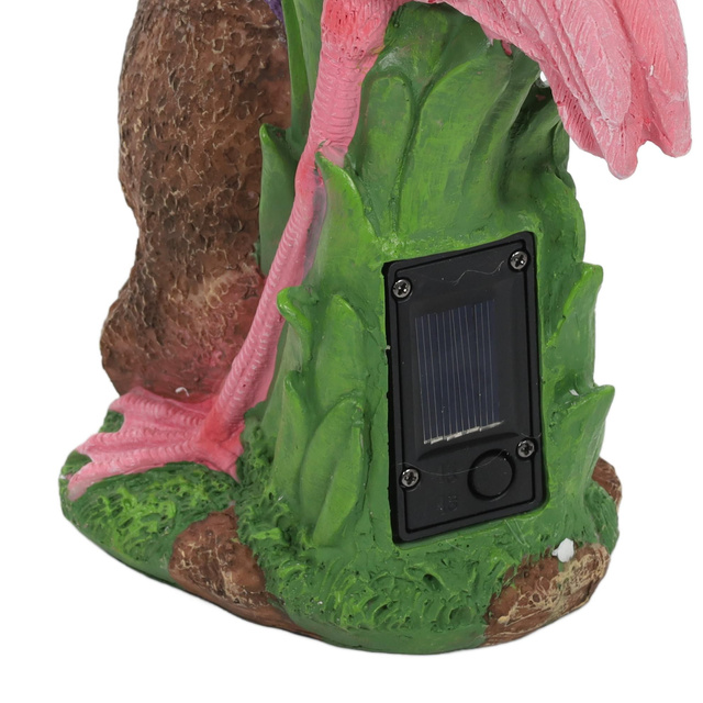 Figurină flamingo de grădină cu reflector, 24 x 24 x 10,5 cm