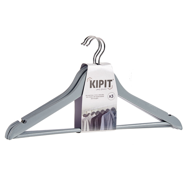 Umerașe de lemn pentru garderobă, gri, 3 bucăți