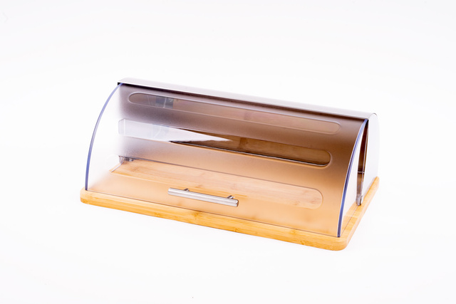 Cos servire pentru paine, Secret de Gourmet, 37x27x15 cm, Lemn, Maro/Transparent