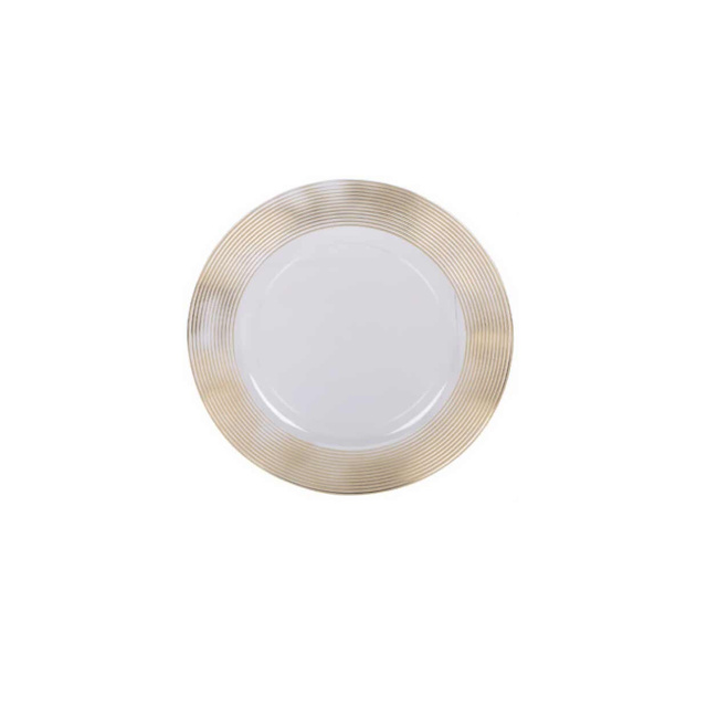 Placă transparentă cu decor auriu, Ø 33 cm