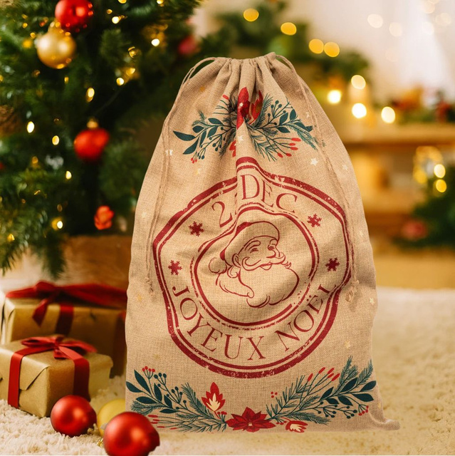Geanta cadou cu model de Craciun, 50 x 70 cm