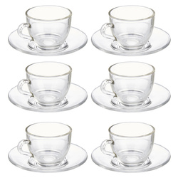 Cesti espresso din sticla cu farfurioare, 6 bucati, 85 ml