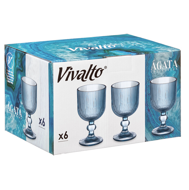 Set pahare pentru apa si vin LINES din sticla canelata, 6 bucati, 370 ml