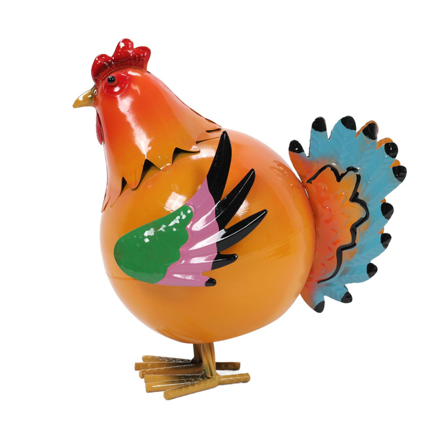 Figurină colorată de cocoș din metal, 21 x 25 x 28 cm