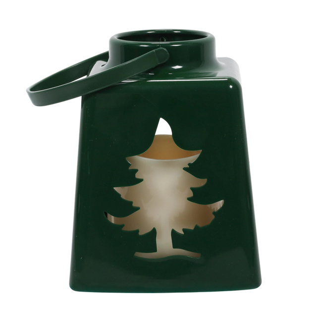 Lanterină de Crăciun cu lumânare LED, 14 cm, verde