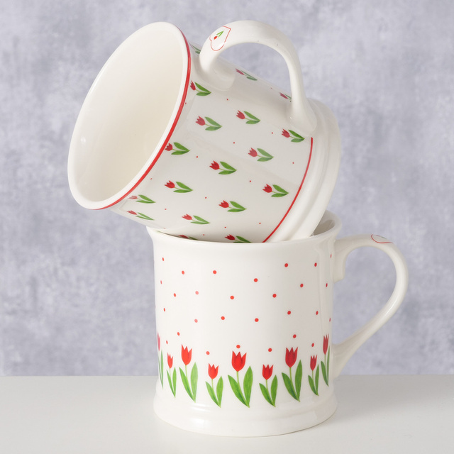 Cana pentru cafea si ceai Danique, model cu lalele, 420 ml