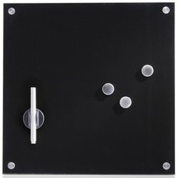 Tablă magnetică din sticlă MEMO + 3 magneți, 40x40 cm, ZELLER, gri închis