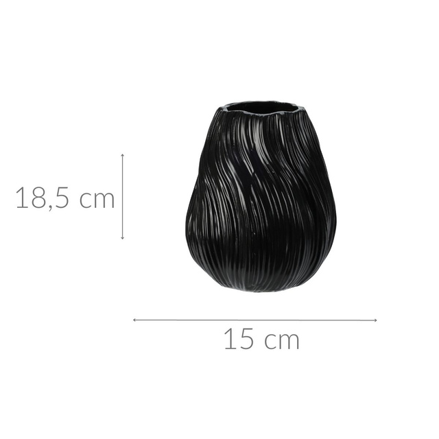 Vază din porțelan cu nervuri, 15 x 18 cm