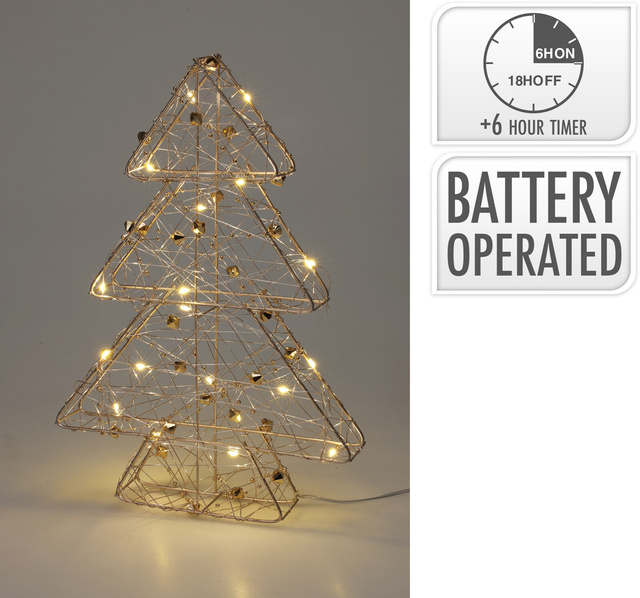 Brad de Crăciun din sârmă, figură cu LED de 30 cm