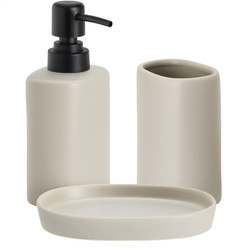 Set de baie PLY, dozator ceramic, cană și tavă, bej