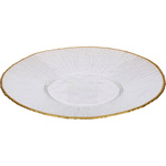 Farfurie plată din sticlă cu margine aurie DATURA, 28 cm