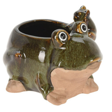 Ghiveci de gradina din portelan, broasca, 15 x 11 cm