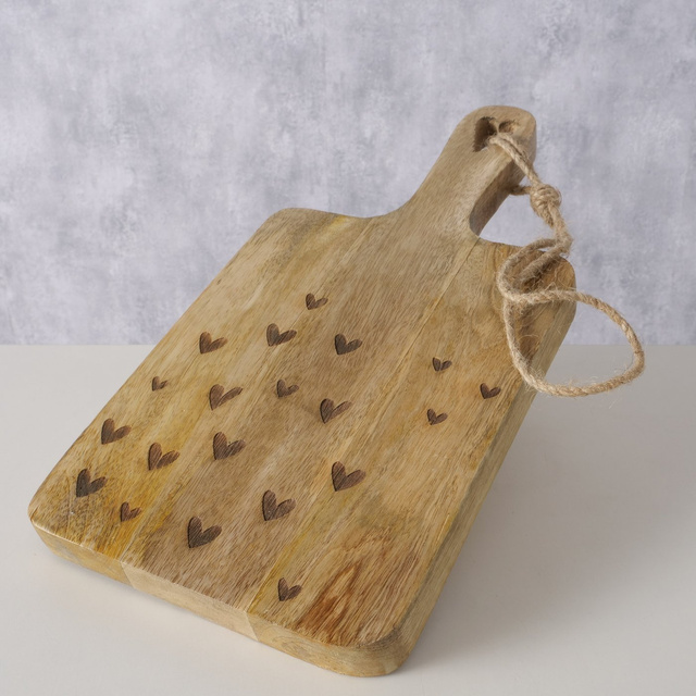Placa de taiere din lemn de mango, inimioare, LOVELYN