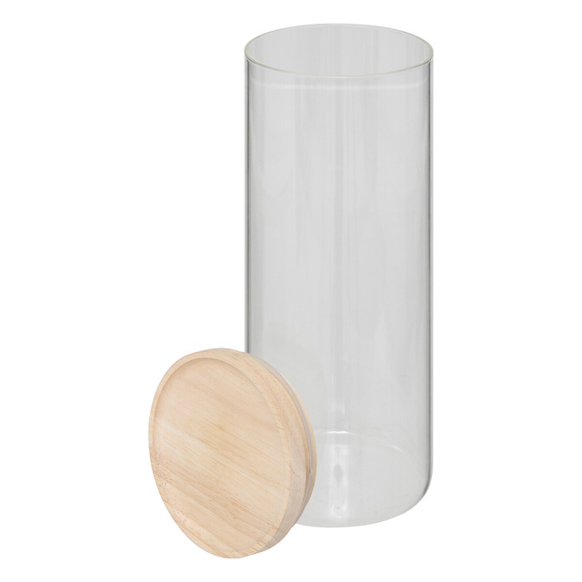 Borcan sticlă + lemn etanș 1,6L