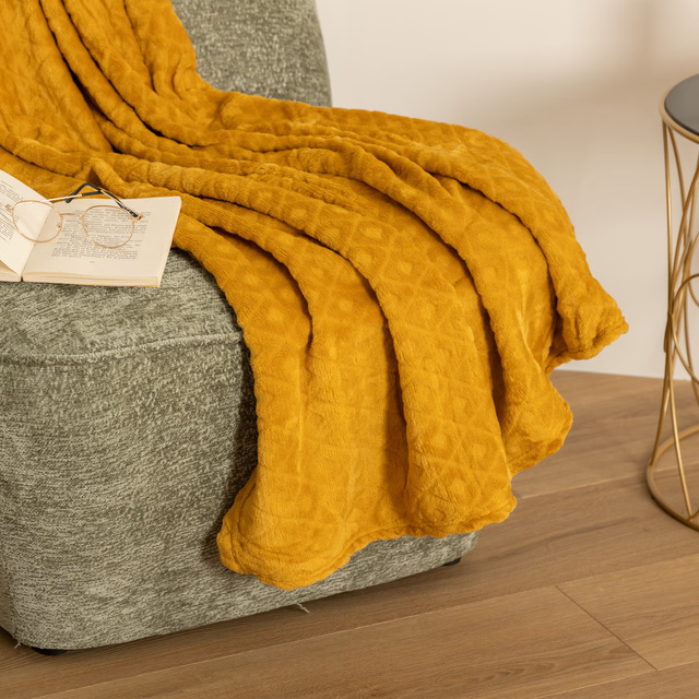 Pătură moale, cuvertură de pat LOSAN, carouri 3D, 125 x 150 cm