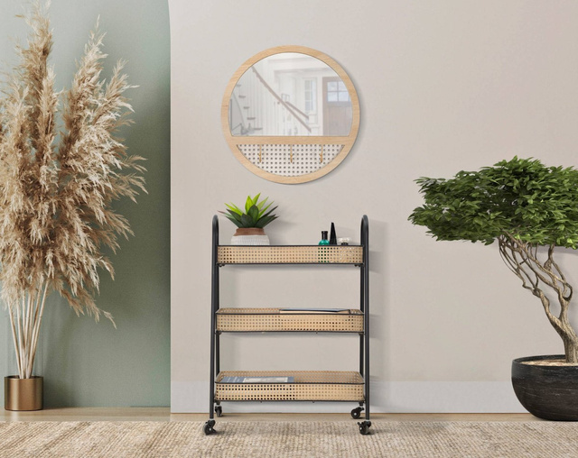 Cărucior de depozitare FUJI îngust, model de țesătură vieneză