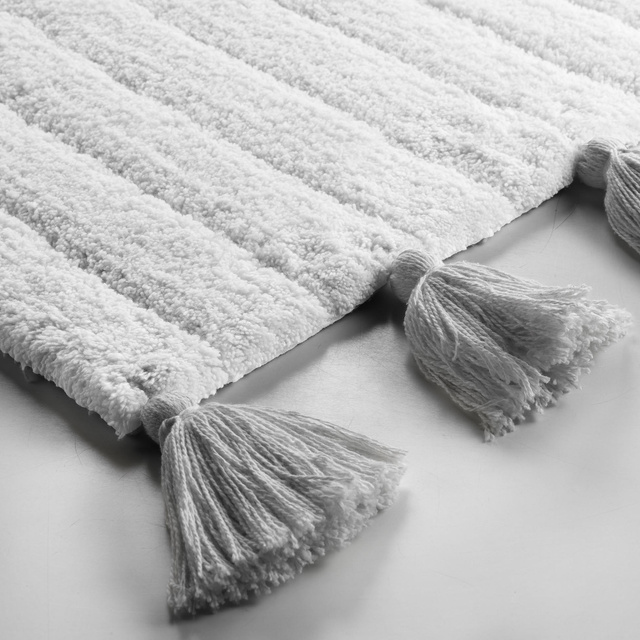 Covor de baie MINATIS, 100% bumbac, cu franjuri, 50 x 80 cm