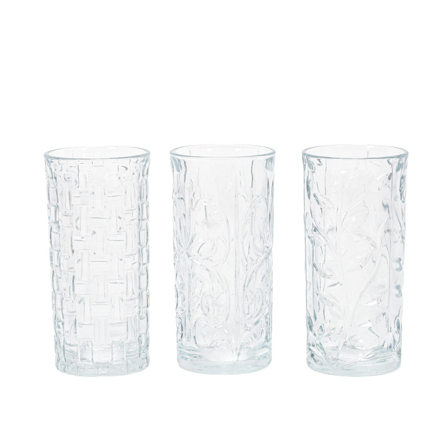 Set 3 pahare cu model, 380 ml