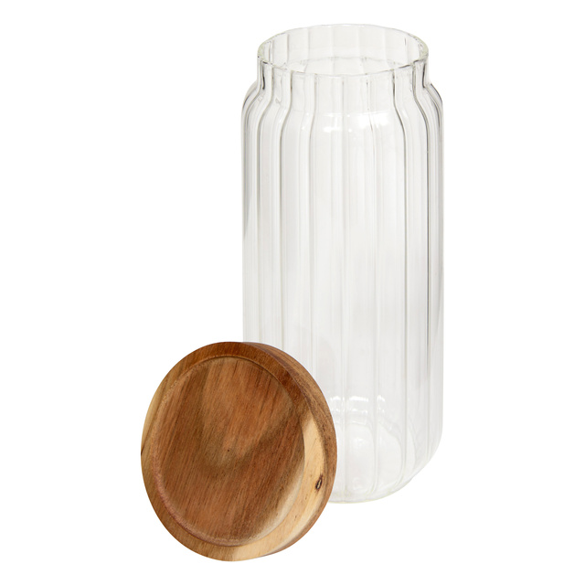 Recipient din sticlă pentru alimente HARMONY cu capac din lemn, 1000