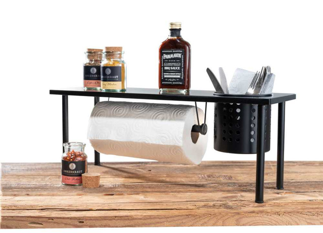 Raft de bucătărie cu suport pentru prosoape de hârtie si tacamuri BLANCO, 55 x 21 x 18 cm, WENKO