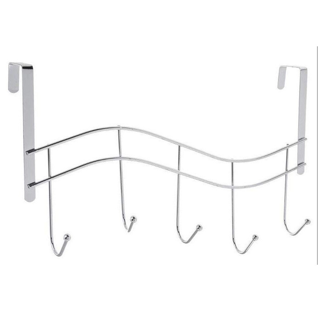 Cuier pentru usa cu 5 carlige WAVE, otel cromat