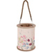 Felinar din bambus cu mâner din frânghie, Ø 13 x 16,5 cm, model floral