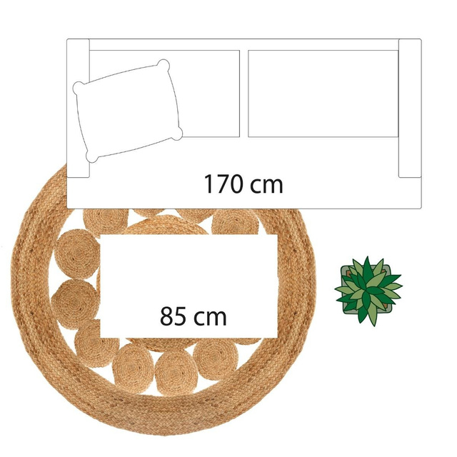 Covor decorativ din iută, Ø 120 cm, rotund