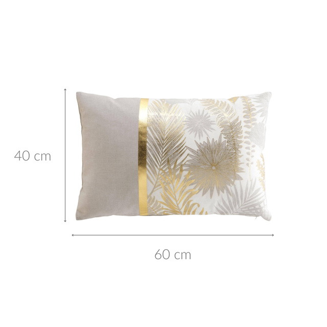 Pernă lungă decorativă, frunze aurii, 40 x 60 cm