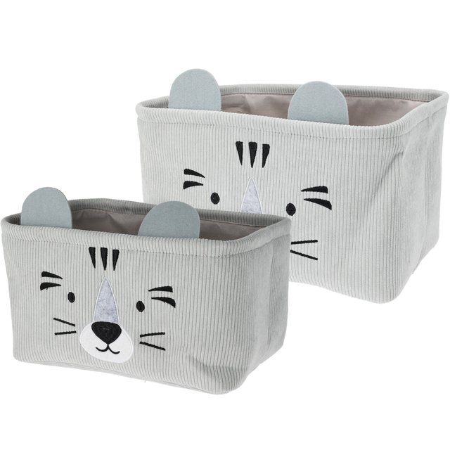 Cutii pentru jucării CUTIE cu mânere, din catifea, 2 bucăți