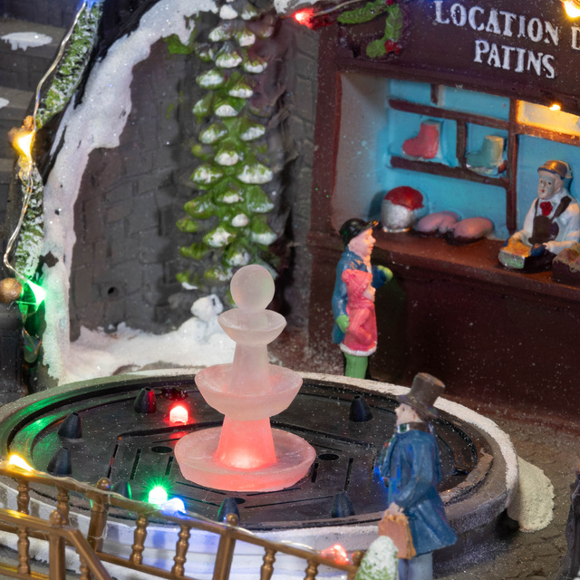 Figurina scena de Craciun, patinoar cu iluminare cu LED