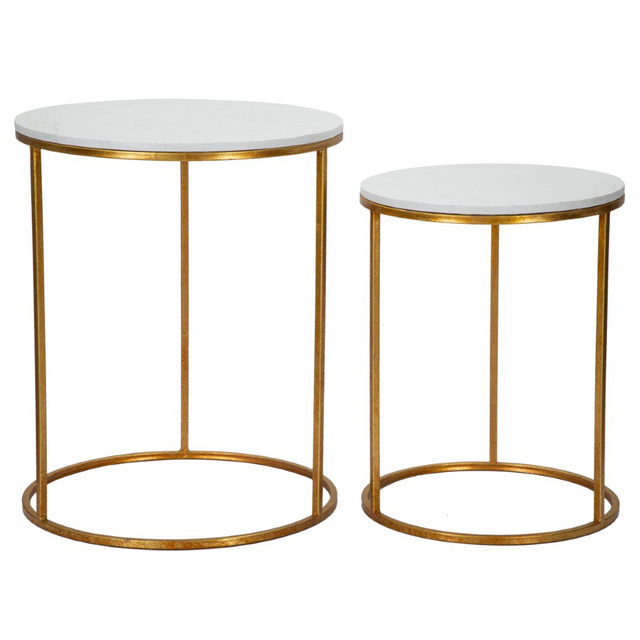 Masute de cafea cu blat imitatie de marmura, Ø 52 cm, Ø 42 cm