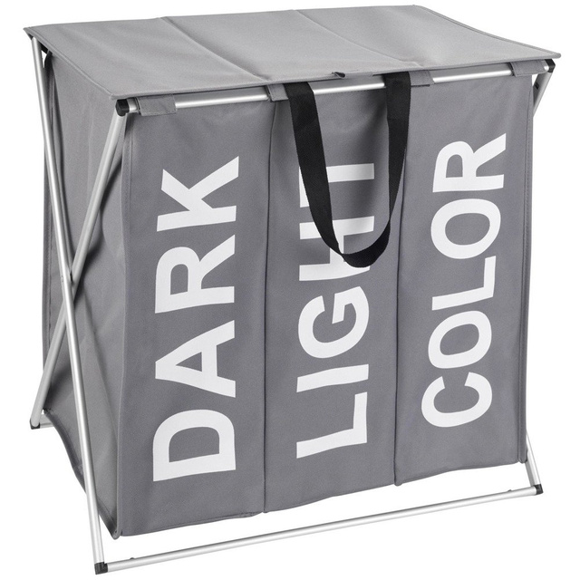 Coș de rufe cu trei compartimente, coș de rufe pliabil TRIO TOP - 57 x 57 x 38, WENKO