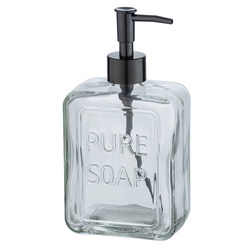 Distribuitor de sapun lichid PURE, sticla transparenta, 550 ml, Wenko