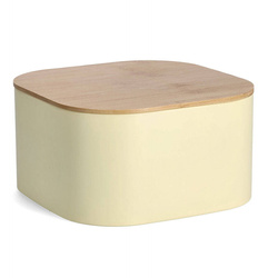 Cutie pentru paine, metalica cu capac din bambus, 26,5 cm
